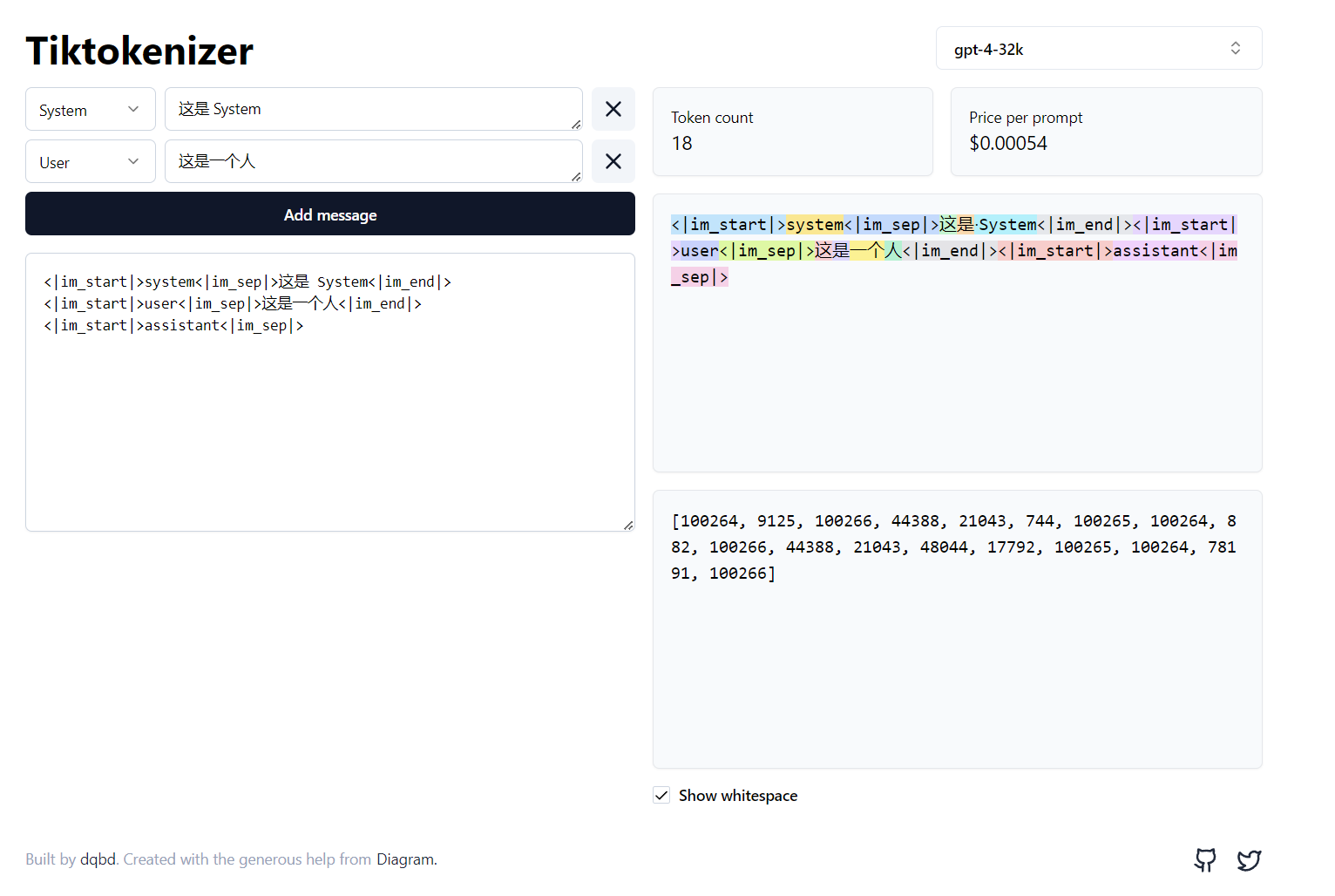 工具:tiktokenizer